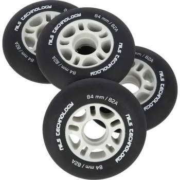 Kolečkové brusle Nils Extreme Kolečka PU 84x24 82A, Černá matná, Sada 4ks