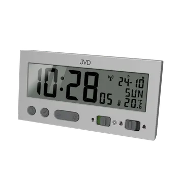 Budík JVD Stříbrný digitální rádiem řízený budík JVD RB9410.1