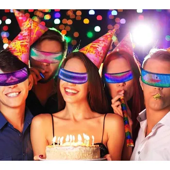 Karnevalový doplněk Deminas - Stylové LED svítící párty brýle s nastavitelnými animacemi přes Bluetooth