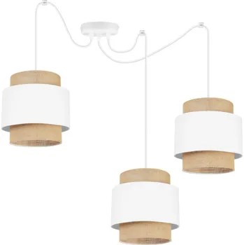 Závěsné svítidlo Boho Spider, 3x jutové/bílé textilní stínítko