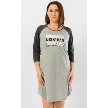 Dámská noční košile Dámská noční košile s tříčtvrtečním rukávem vienetta Secret You and me tmavě šedá 3XL