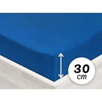 Prostěradlo Jersey napínací prostěradlo na vysokou matraci JR-016 Modré 180 x 200 - výška 30 cm