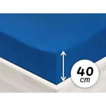 Prostěradlo Jersey napínací prostěradlo na extra vysokou matraci JR-016 Modré 160 x 200 - výška 40 cm
