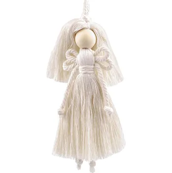 Vánoční dekorace Andělka hand made macrame k zavěšení, barva 2 režná světlá
