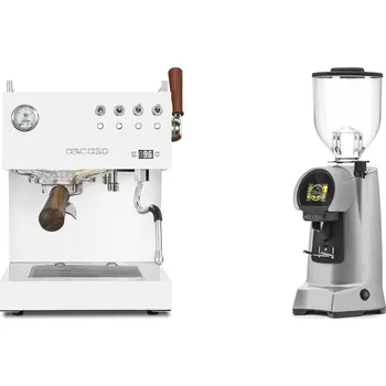 Kávovar Ascaso Steel DUO PID PLUS, White&Wood + Eureka Helios 65, grey