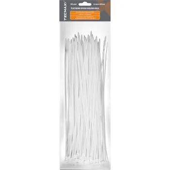 Stahovací páska TECMAXX Stahovací páska bílá 3,6 x 300mm, 100ks