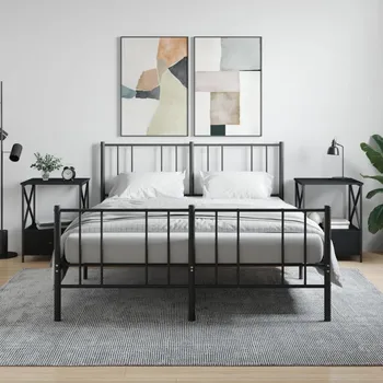 Noční stolek vidaXL Noční stolky 2 ks 50 x 41 x 65 cm kompozitní dřevo [826086] Barva: Černá