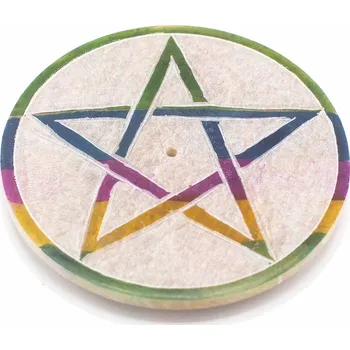 Čajovna Mani Bhadra Mani Bhadra Stojánek na vonné tyčinky Pentagram (mastek), Ø 8 cm