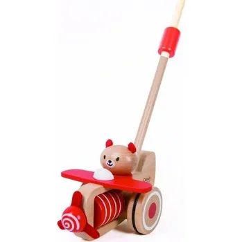 Dřevěná hračka Classic world Strkadlo letadlo dřevo 55cm tlačící s tyčkou