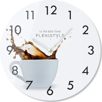 Hodiny Skleněné hodiny na zeď Káva 2