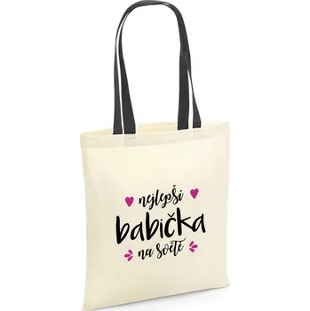 Bavlněná taška Nejlepší babička na světě Barva tašky: Přírodní + Černá rukojeť