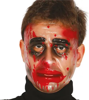 Karnevalová maska Fiestas Guirca Maska plastová průhledná horor muž s krvavým obličejem