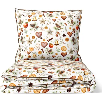 Bytový textil DARRÉ Bavlněné povlečení Voňavé Vánoce bílé 140 x 220 cm zipový uzávěr
