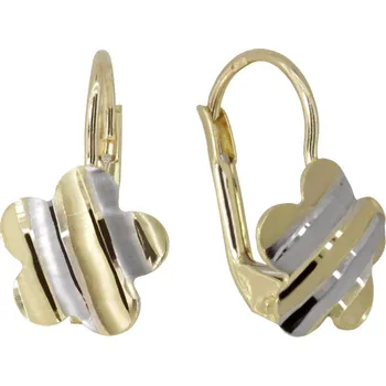 Náušnice Zlaté náušnice v kombinaci žlutého a bílého zlata, 1.29 g,
