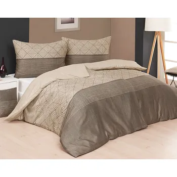 Povlečení Matějovský Pietro flanel béžové 140 x 200, 70 x 90 cm zipový uzávěr