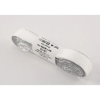Stuha Taftové stuhy se stříbrným okrajem - bílá, stříbrná - šířka 0,6 cm - 4 cm 1,5 cm