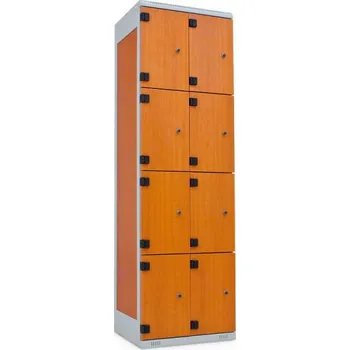 TRITON Šatní skříňka 8-boxová, 1970 x 600 x 500 mm - lamino/kov Provedení lamina:: jasan Blonde surfside K525 SN, Provedení zámku: Cylindrický zámek Burg - do lamina, Provedení skeletu: kov černá RAL 9005