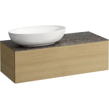 Umyvadlo Alessi One - zásuvkový element 1200, s jednou zásuvkou, s výřezem vlevo, top Marrone Naturale vč. otvoru pro baterii, pro umyvadlo H818977/8, světlý dub H4323100972501