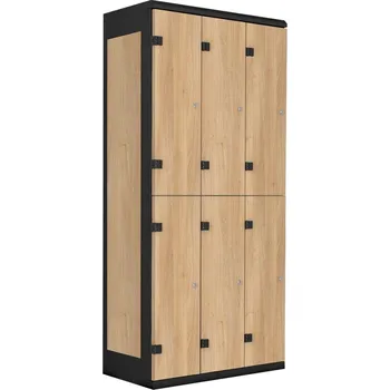 TRITON šatní skříň se 6 boxy kov-lamino T1970, černá - dub Nagano + doprava zdarma