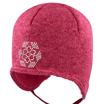 Kojenecká čepice RDX Zimní dívčí zavazovací čepice Vločka kamínky Růžová Vel. 1
