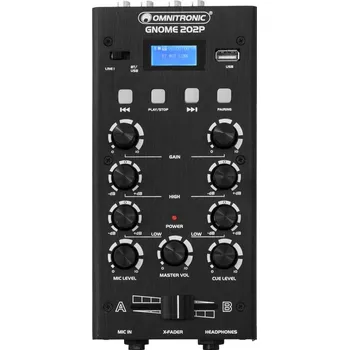 Mixážní pult OMNITRONIC GNOME-202P, 2-kanálový, USB, MP3, Bluetooth, černý