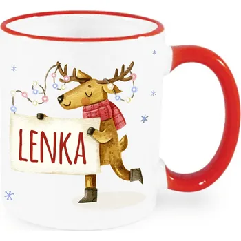 Vánoční hrnek - Sob se jménem Lenka Barva: Červená