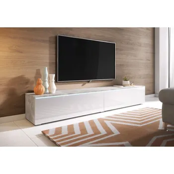 Televizní stolek TV stolek CERIEE 180 - beton / bílá lesklá