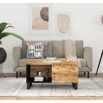 Obývací pokoj vidaXL Konferenční stolek 80 x 50 x 40 cm masivní mangovník a kompozit [350633] Barva: Světlé dřevo