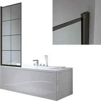 Vanová zástěna BPS-koupelny Jednodílná vanová zástěna HYD-PR02 70x140 černá/transparent