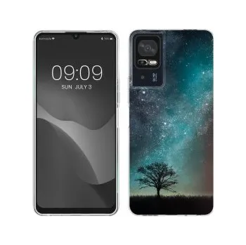 Průhledné pouzdro s designem strom pro TCL 40 SE - modrá