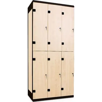 TRITON Šatní skříňka 6-boxová, 1970 x 900 x 500 mm - lamino/kov Provedení lamina:: třešeň 0344 BS, Provedení zámku: jiný zámek (uveďte do poznámky) - cena na vyžádání, Provedení skeletu: kov černá RAL 9005