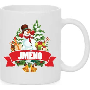 Vánoční hrnek - Vánoční sněhulák se jménem na přání Barva: Bílá
