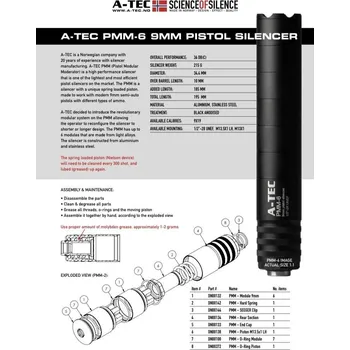 Příslušenství pro sportovní střelbu A-TEC Šroubení A-TEC, pro tlumiče PMM-6, závit M12x07,5