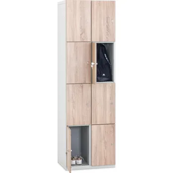 TRITON Šatní skříňka 8-boxová Modular 1970 x 800 x 500 mm - lamino/kov Provedení lamina:: bříza 1715 BS, Provedení zámku: Cylindrický zámek Burg - do lamina, Provedení skeletu: kov černá RAL 9005