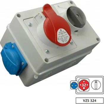 Rozvaděč Zásuvková rozvodnice 1x3243+1x230V s vypínačem, IP44 (SEZ VZS 324)