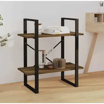 Knihovna vidaXL 2patrová knihovna 60 x 30 x 70 cm kompozitní dřevo [806428] Barva: hnědý dub