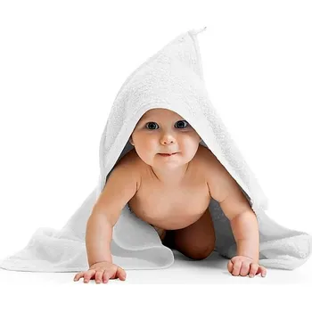 Dětská froté osuška s kapuckou 80x80 cm bílá