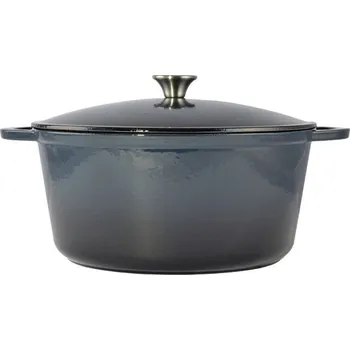 Hrnec Litinový hrnec s poklicí smaltovaný 10 L ocelově modrý