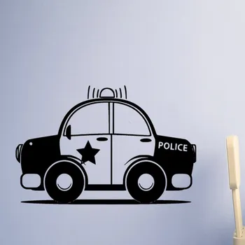 Samolepící dekorace Živá Zeď Samolepka na zeď Autíčko policejní Barva: černá