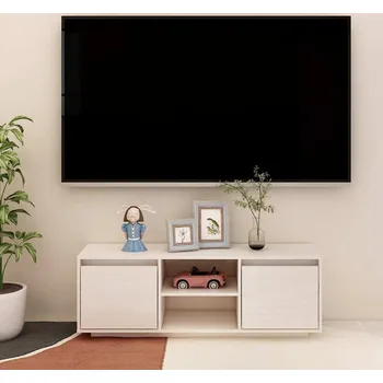 Televizní stolek vidaXL TV stolek 110 x 30 x 40 cm masivní borové dřevo [809904] Barva: Bílá