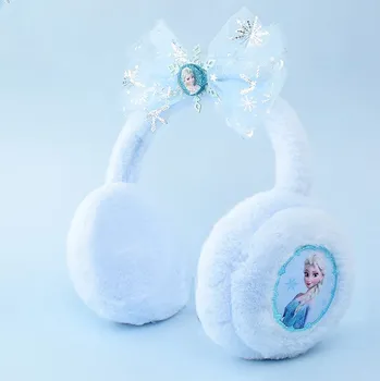 Klapky na uši Dětské plyšové klapky Disney modré s mašličkou Frozen