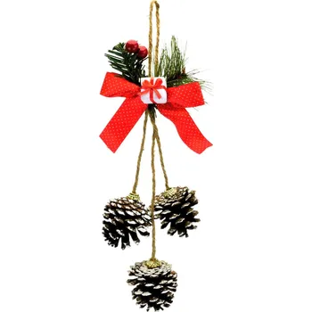 Vánoční dekorace Závěsné šišky s mašlí 35 cm