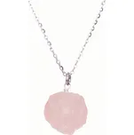 Drahokamia Stříbrný náhrdelník s přírodním růženínem 207/STR Zvolte barvu řetízku s přívěskem:: Stříbrný - Ryzost 925/1000