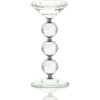 Svícen Křišťálový svícen KANDELABR 20cm - stříbrný L