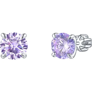 Náušnice Olivie Stříbrné 7mm náušnice PIPPI PURPLE 7967 Ag 925; ≤2,2 g.