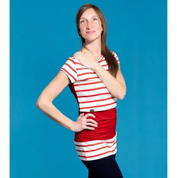 KOJÍCÍ TRIČKO smetanovočervená - mini rukávy Velikost: XL