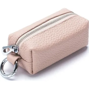 Kožená klíčenka na zip světle růžová, luxusní provedení, pravá kůže, 12x6x5cm