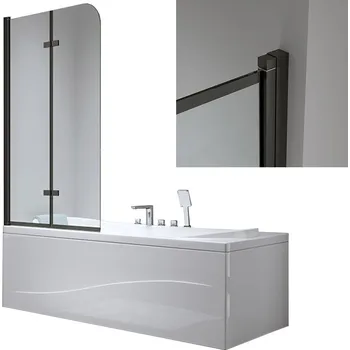 Vanová zástěna BPS-koupelny Dvoudílná vanová zástěna HYD-PR04 100x140 černá/transparent