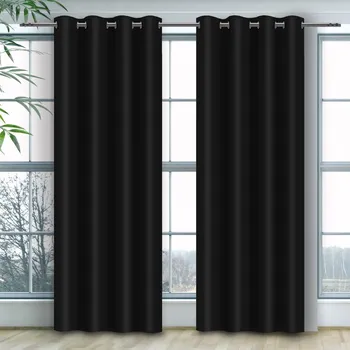 pant Jednobarevný závěs - Černý Uchycení závěsu: Dekorační kolečka