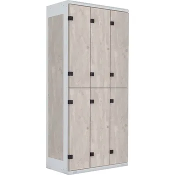 TRITON šatní skříň se 6 boxy kov-lamino T1970, šedá - beton + doprava zdarma